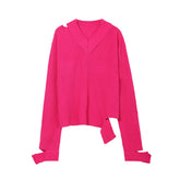 Casual Distressed V-Neck Pullover Sai Feel
